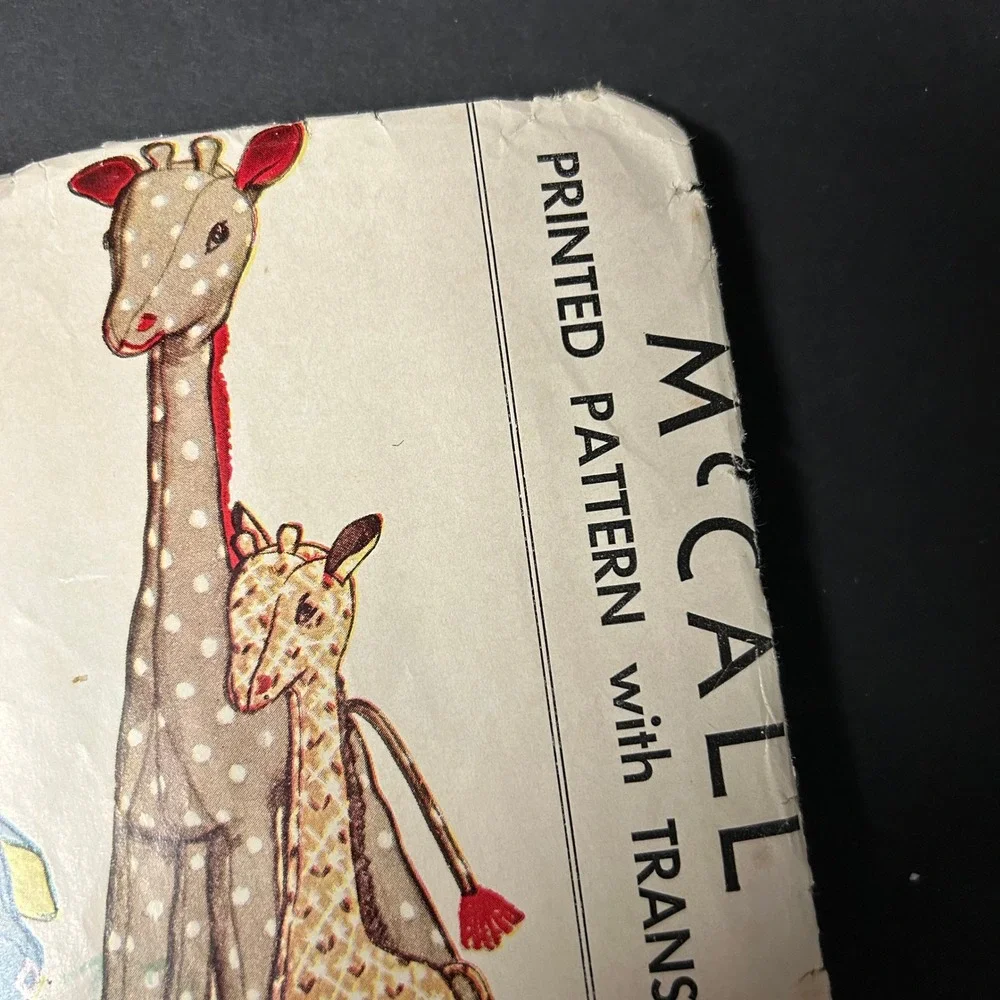 Vintage 1945 McCall Sewing Pattern 1215 Stuffed Baby Animals Lamb Giraffe
